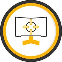 Ultra Wide Gaming Monitor Line Two Color Circle vector