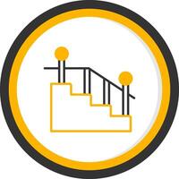 Safety Handrails on Stairs Line Two Color Circle vector