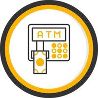 Station ATM Machine Line Two Color Circle vector