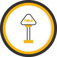 Yellow Yield Sign Symbol Line Two Color Circle vector
