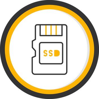 rápido cargando ssd almacenamiento línea dos color circulo vector