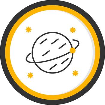 Rotating Planet Graphic Line Two Color Circle vector