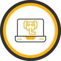PostgreSQL Elephant DB Icon Line Two Color Circle vector