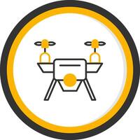 Quad Drone with Camera Line Two Color Circle vector