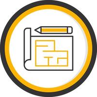 Technical Blueprint Drawing Line Two Color Circle vector