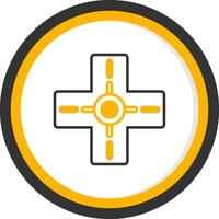 Four Way Road Intersection Line Two Color Circle vector