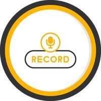 Record Voice Button Line Two Color Circle vector