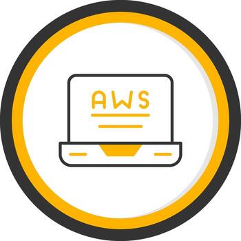 AWS Cloud Computing Icon Line Two Color Circle vector