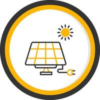 Eco Solar Panel Installation Line Two Color Circle vector