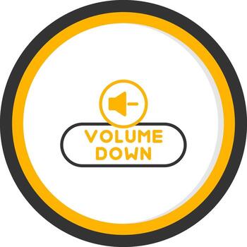 disminución volumen botón línea dos color circulo vector