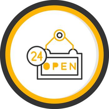 Always Open Store Sign Line Two Color Circle vector
