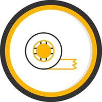 A yellow and black circle with a tape on it vector