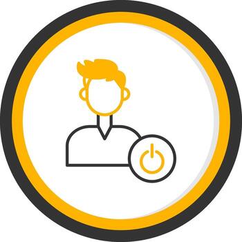 apagar computadora ahora línea dos color circulo vector