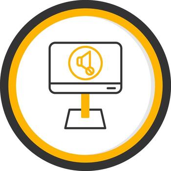 Red Mute Microphone Button Line Two Color Circle vector