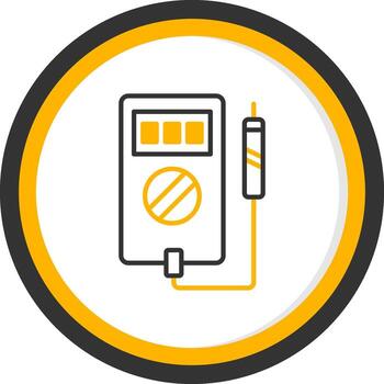 Digital Multimeter Device Line Two Color Circle vector