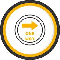 One Way Direction Arrow Line Two Color Circle vector