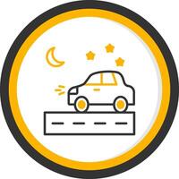 Nighttime Driving Scene Line Two Color Circle vector