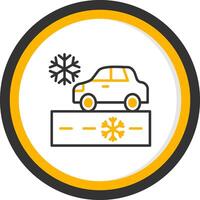 Snowy Road Driving Line Two Color Circle vector