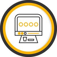 Inflight Entertainment Screen Line Two Color Circle vector