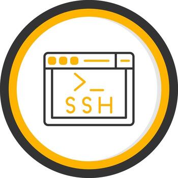 SSH Secure Access Symbol Line Two Color Circle vector