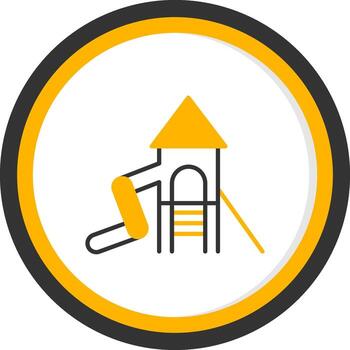 Tall Playground Slide Line Two Color Circle vector