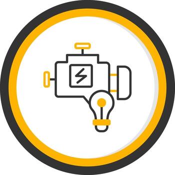 Engine Check Warning Light Line Two Color Circle vector