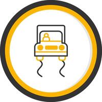 Road Slippery When Wet Sign Line Two Color Circle vector