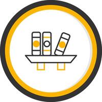 Wooden Library Bookshelf Line Two Color Circle vector