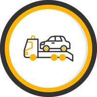 Vehicle Car Towing Scene Line Two Color Circle vector