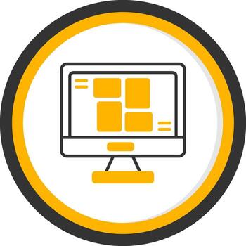 Flexbox Container Structure Line Two Color Circle vector