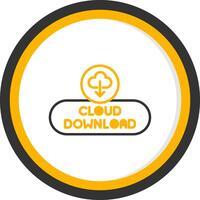 Cloud Download Icon Button Line Two Color Circle vector