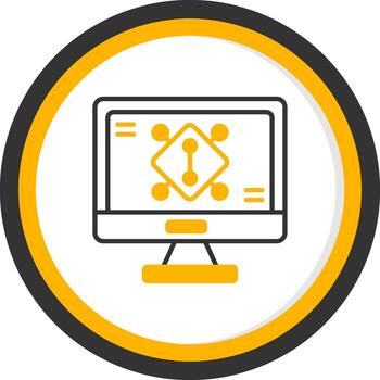 API Gateway Entry Point Icon Line Two Color Circle vector