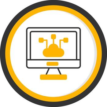 borde informática nodo icono línea dos color circulo vector