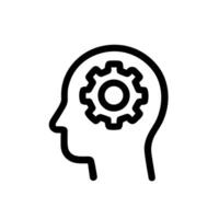 Simple Line Style Gear Inside Head Symbol Brainstorming Icon vector