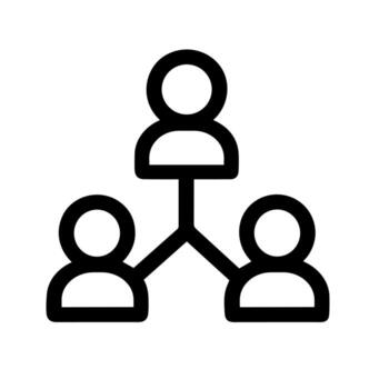 sencillo contorno red jerarquía trabajo en equipo icono para negocio y organización estructura vector