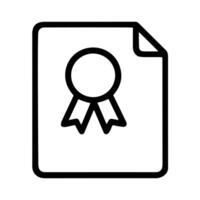 Outline Simple Certified Document with Ribbon Award Emblem Icon vector