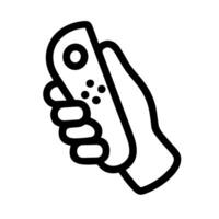Simple Handdrawn Hand Holding Remote Control Device Outline Icon vector