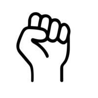 Simple Line Art Raised Fist Hand Gesture Shape Icon Design vector