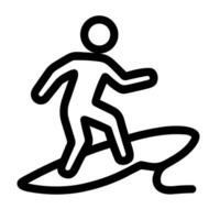 Simple Line Drawing Surfer Dude Riding Wave Outline Icon vector