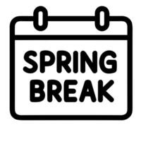 Outline Simple Calendar Spring Break Reminder Event Planning Icon Graphic vector