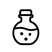Outline Simple Liquid Bottle Shape Icon with Bubbles Illustration vector