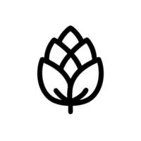 Simple Outline Hop Cone Design Element Shape Icon Clip Art vector