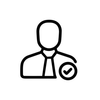 Simple Outline Verified User Account Profile Icon with Checkmark Symbol vector