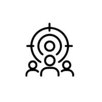 Lineart Simple Target Group Icon With Aim Symbol Marketing Element vector