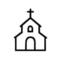 Outline Minimalist Handdrawn Church Building Simple Structure Religious Symbol Icon vector