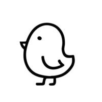 Minimalist Handdrawn Cute Bird Character Line Icon Style Illustration vector