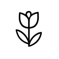 Simple Outline Isolated Tulip Flower Bloom Blossom Plant Icon Graphic vector