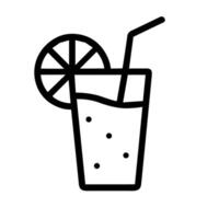 Simple Outline Glass of Lemonade Drink with Straw Icon Illustration vector