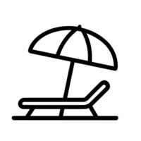 Outline Simple Beach Bed and Umbrella Illustration Relaxation Icon vector