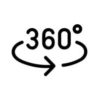 Simple Outline Rotation Arrow Around 360 Degree Circle Shape Icon vector